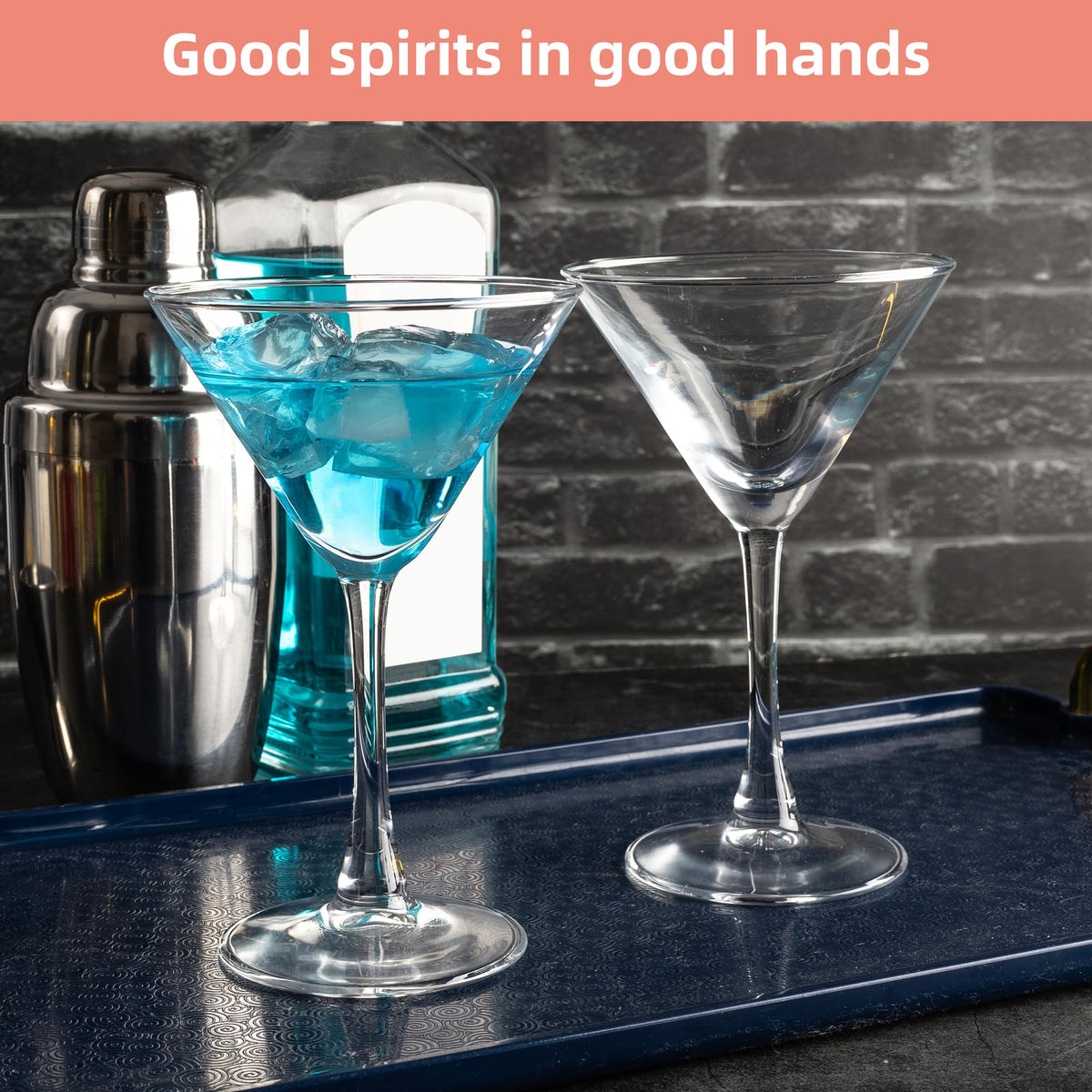 Martini Glasses Set of 7, 6 oz Reusable Cocktail Glasses with Stem H56236