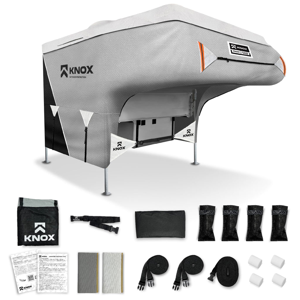 RV Truck Camper Cover with Ladder Cover and Gutter Cover H68226
