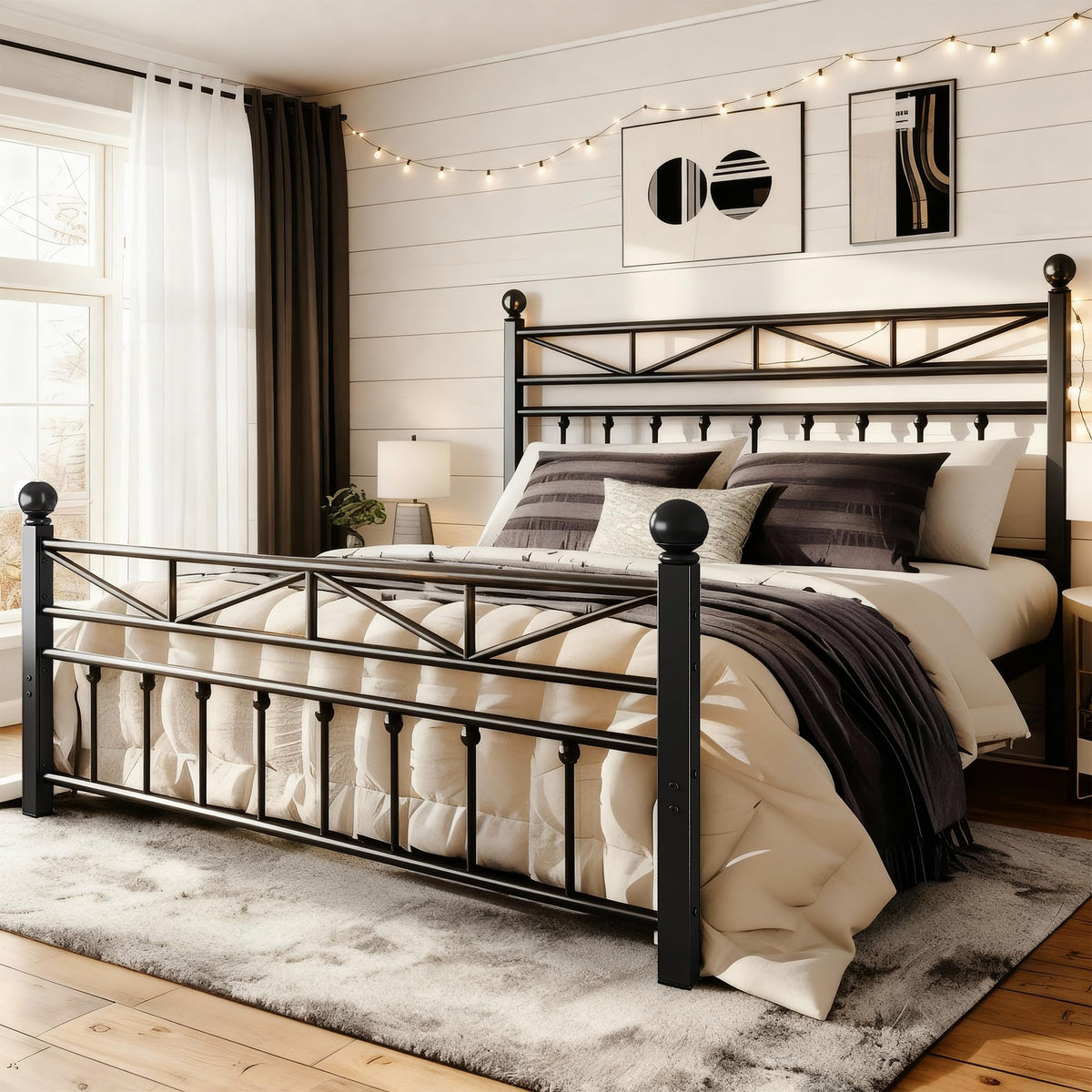 Black Queen Size Metal Bed Frame U370252