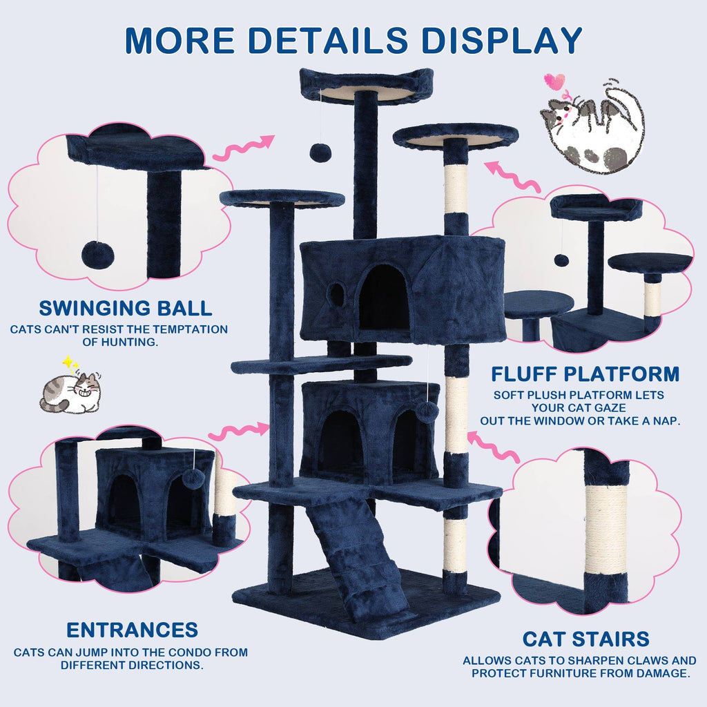 Tall Indoor Cat Condo Tower with Scratching Post W91289