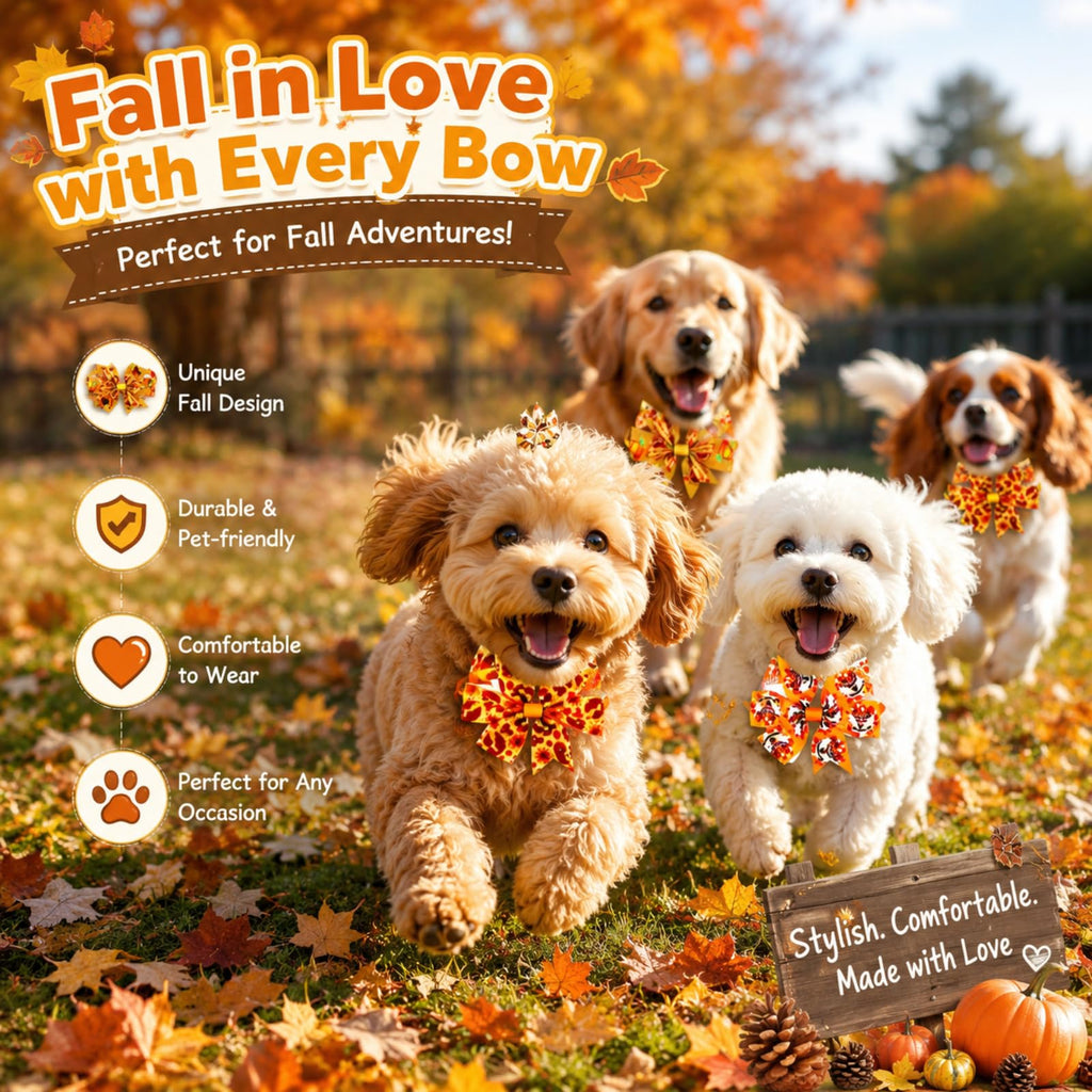 80 Pcs Fall Bow Ties for Dogs&Cats T8374