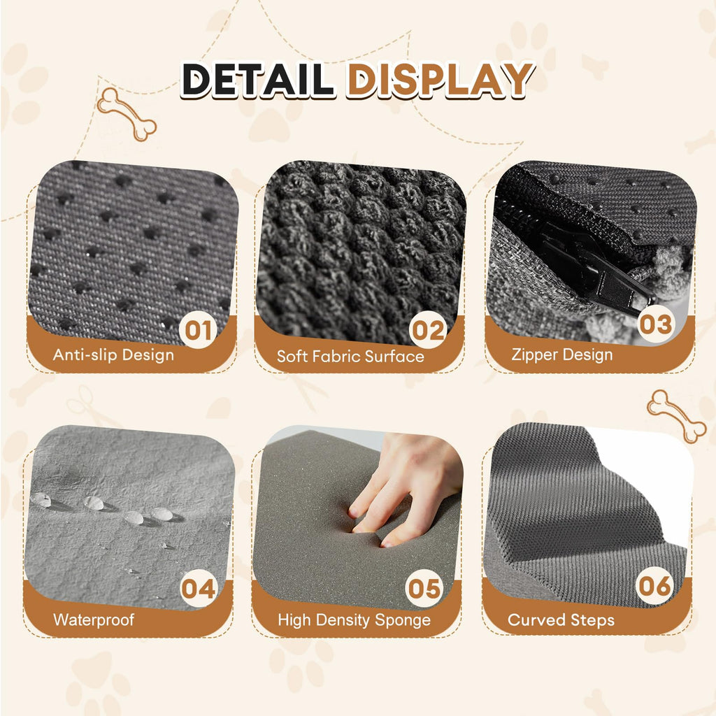 3-Steps Dog Stairs Ramp with Non-Slip Waterproof Fabric Cover T2279