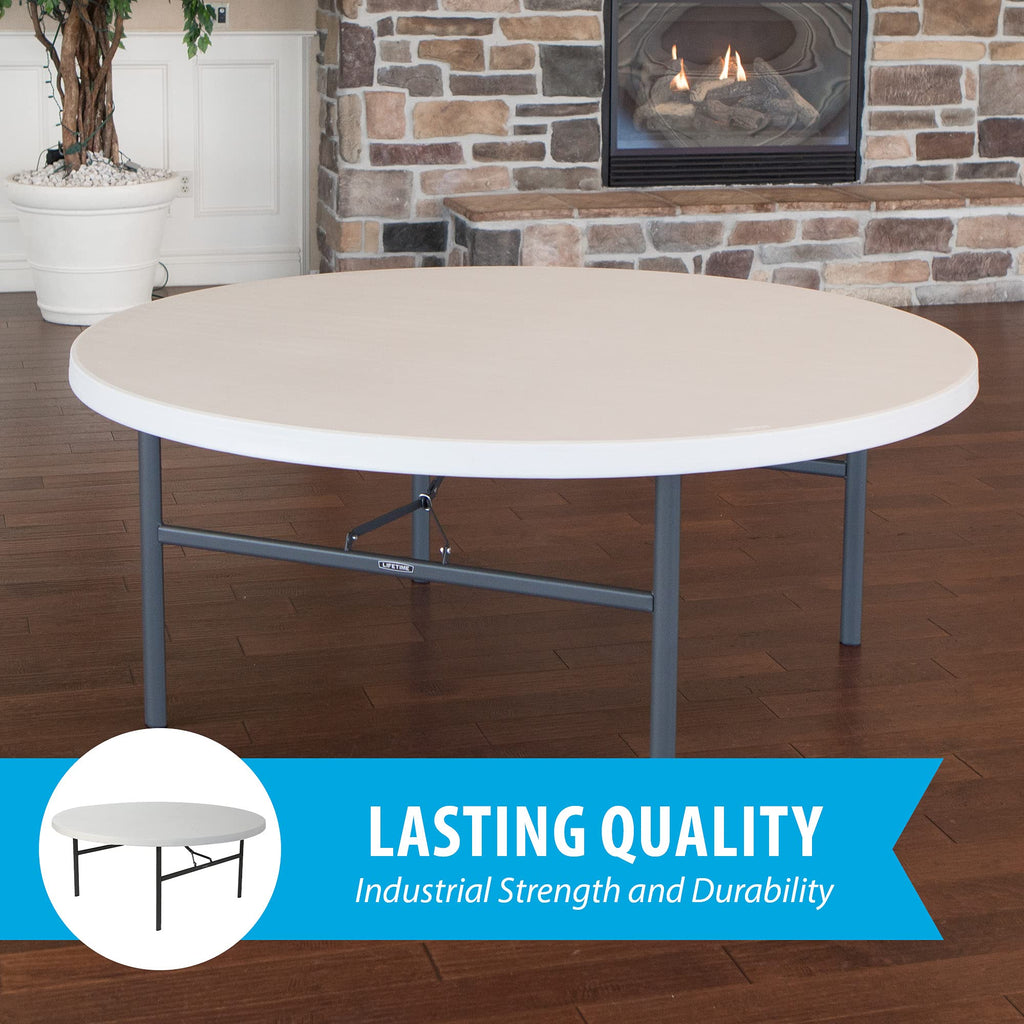 Folding Round Table 6 Foot White Granite O5894