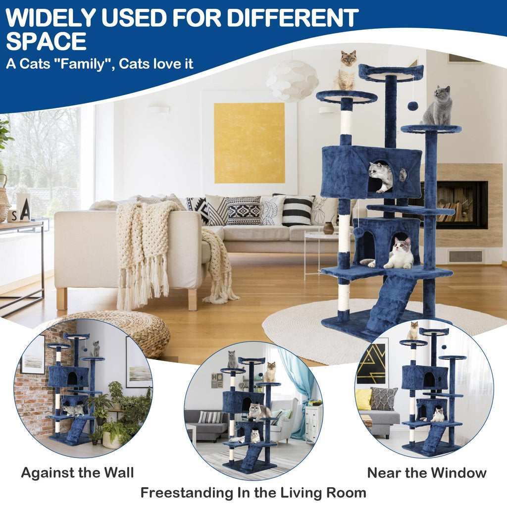 Tall Indoor Cat Condo Tower with Scratching Post W91289