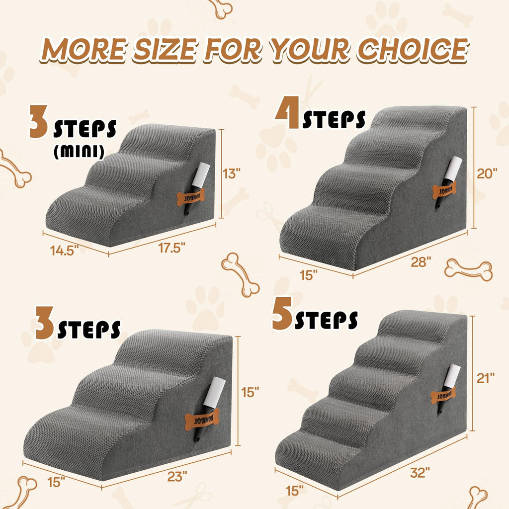 3-Steps Dog Stairs Ramp with Non-Slip Waterproof Fabric Cover T2279