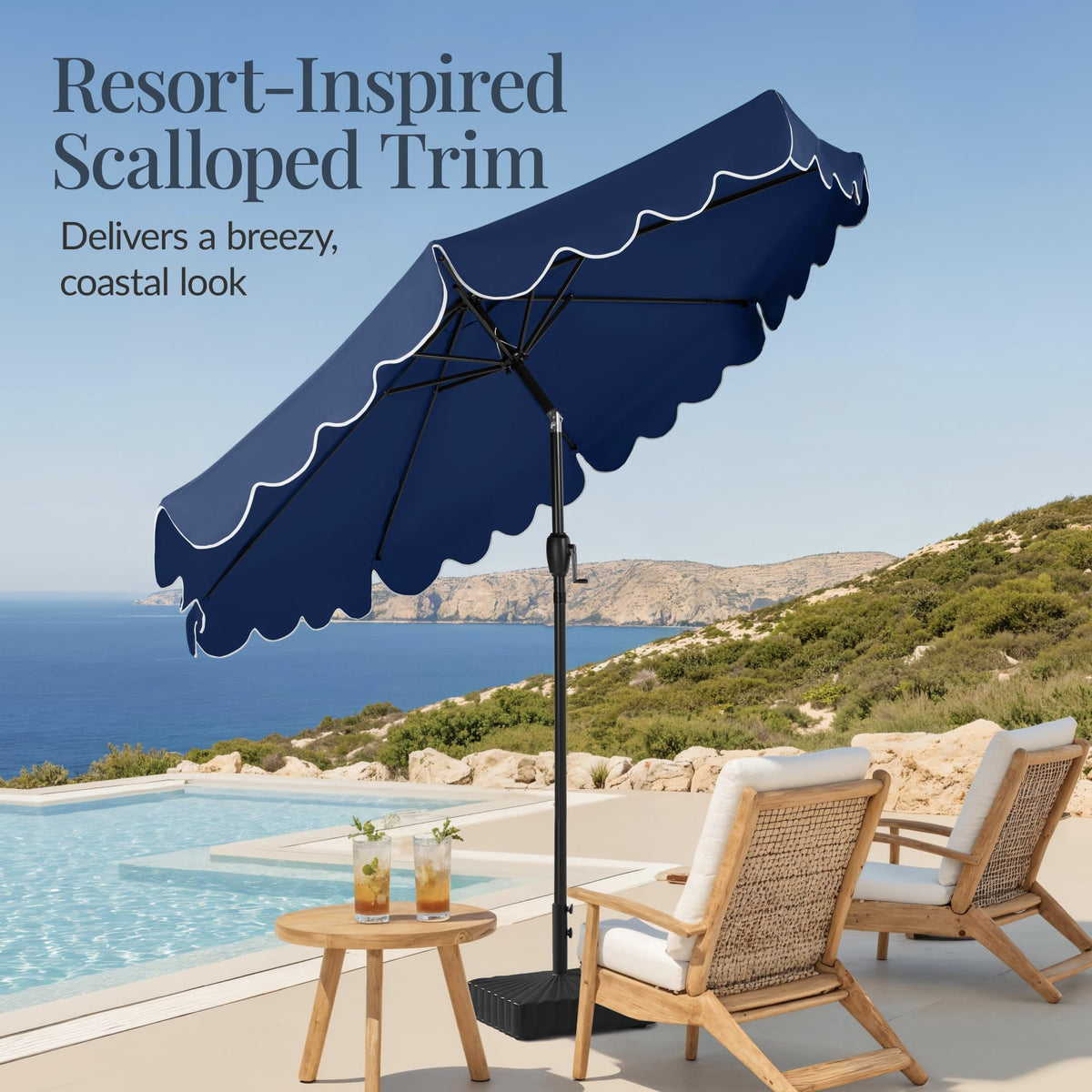 9ft Navy Patio Market Umbrella with Crank & Tilt I377