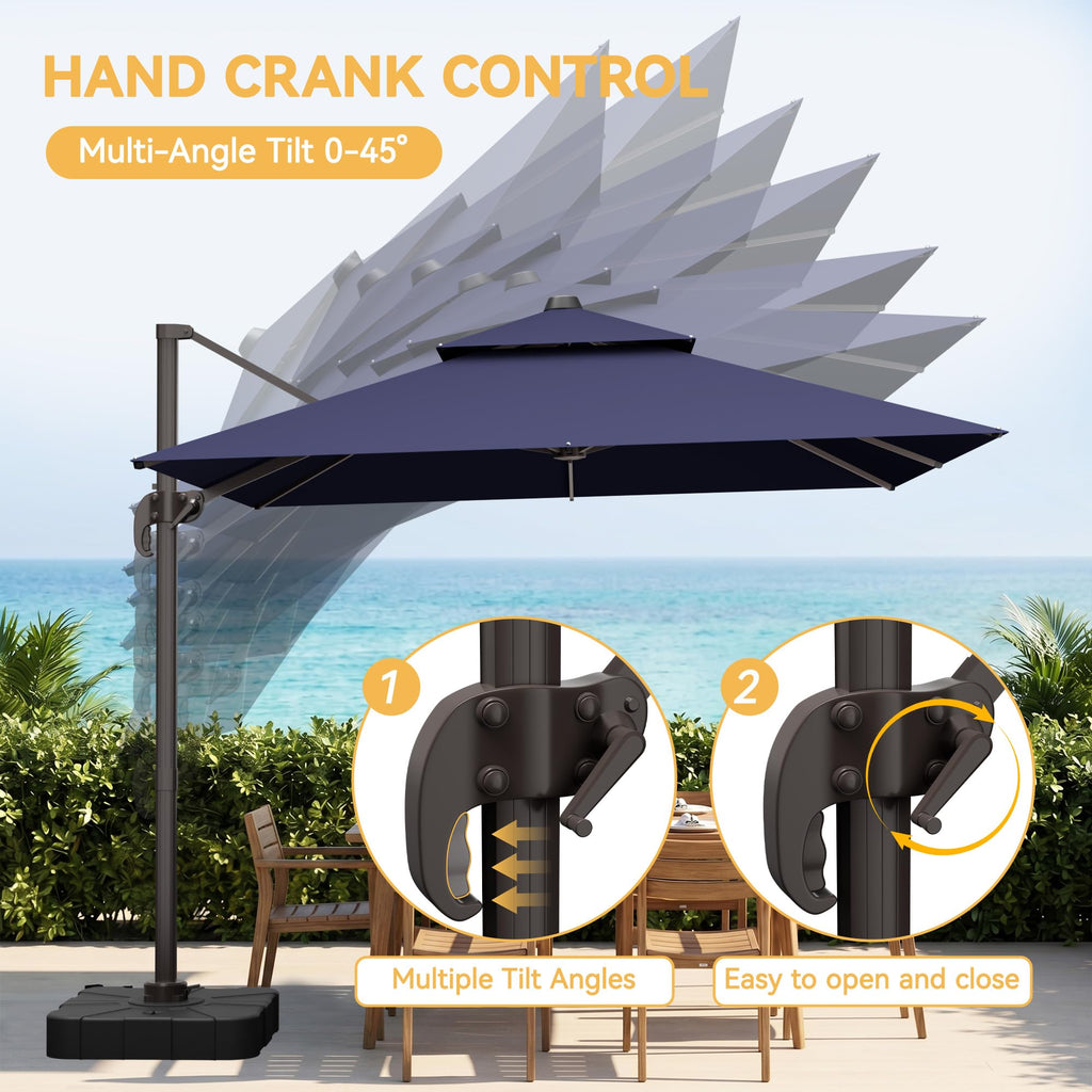 10x13 FT Cantilever Patio Umbrella with Base F44577