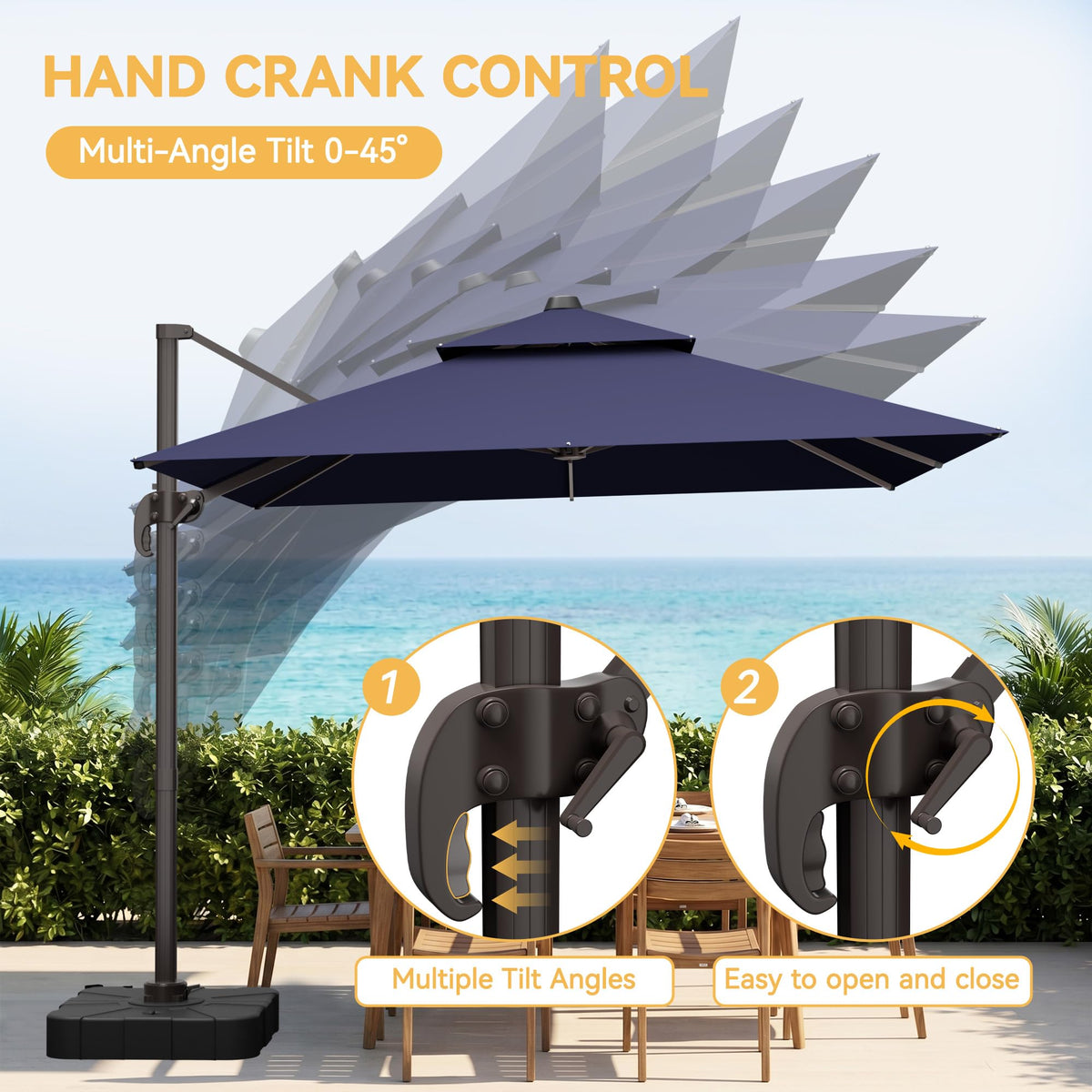 10x13 FT Cantilever Patio Umbrella with Base F44577