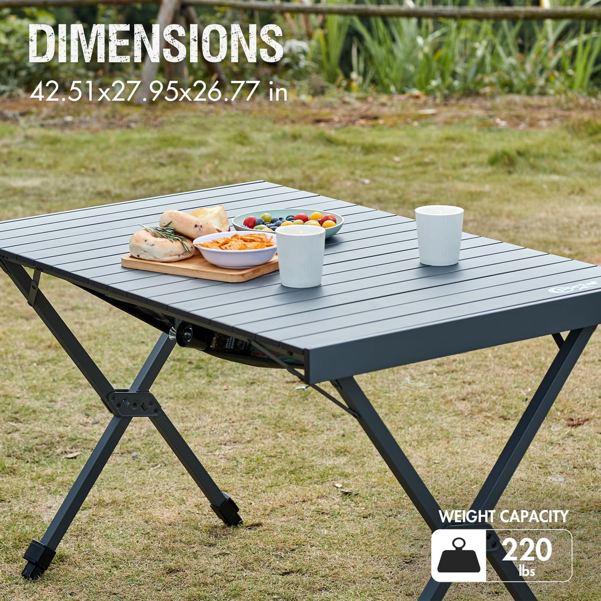 Folding Camping Table with Adjustable Height, Aluminum, Dark Gray J420873