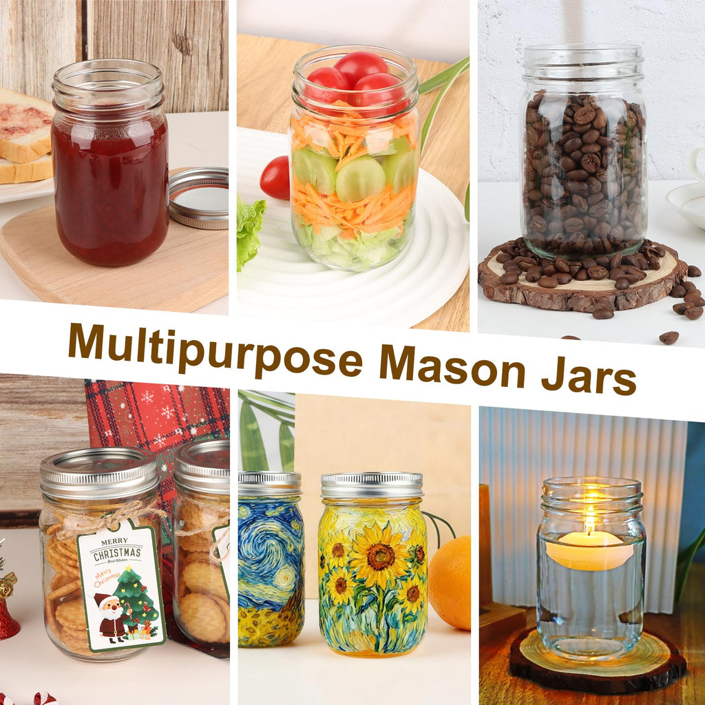 20 Pack 12 oz Mason Jars with Lids and Bands Y358