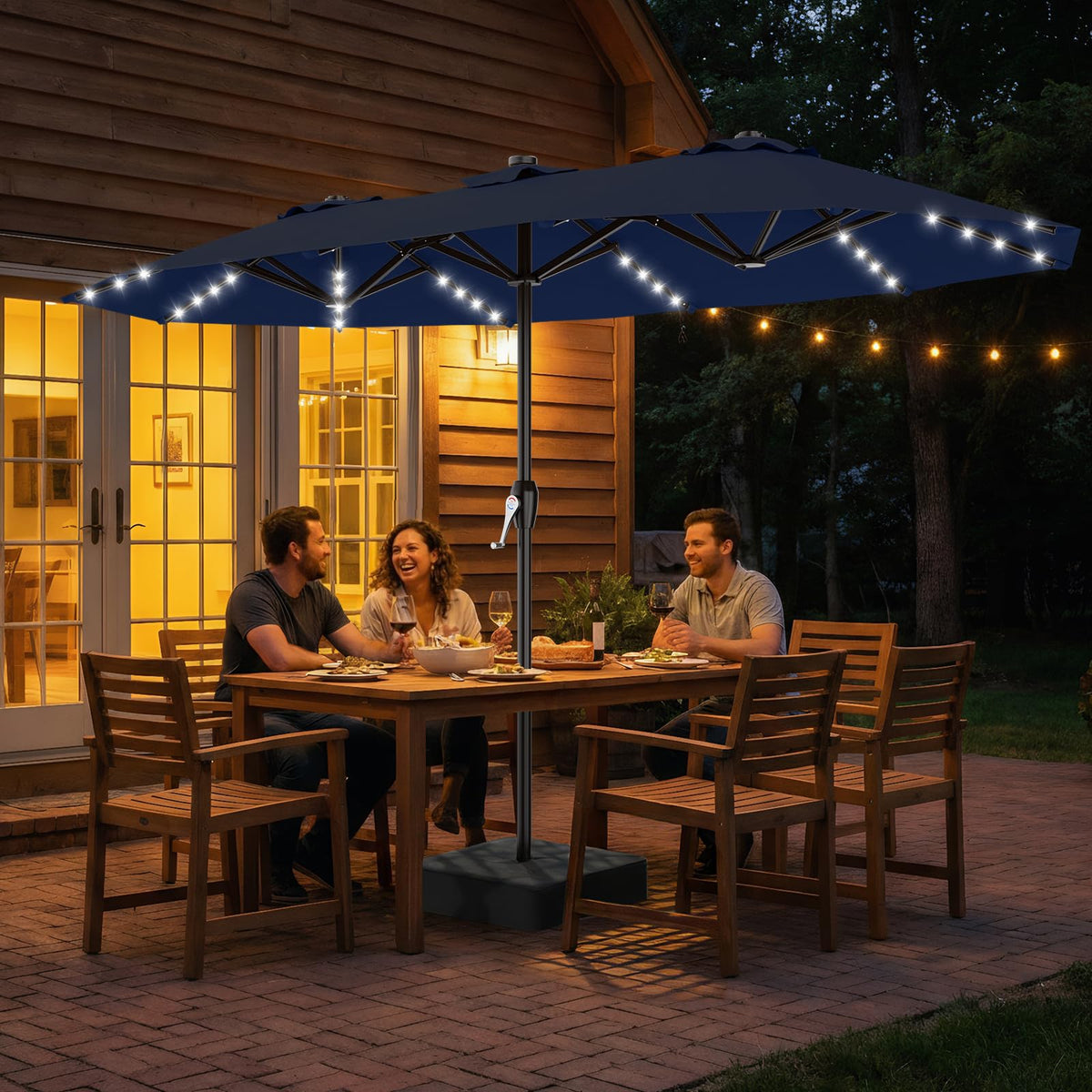 15FT Double Sided Solar Lights Patio Umbrella B925