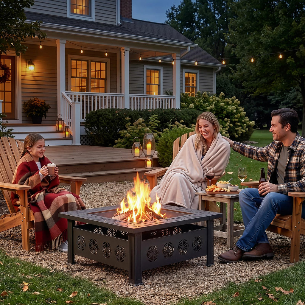 32 Inch Square Wood Burning Fire Pit Table V64427