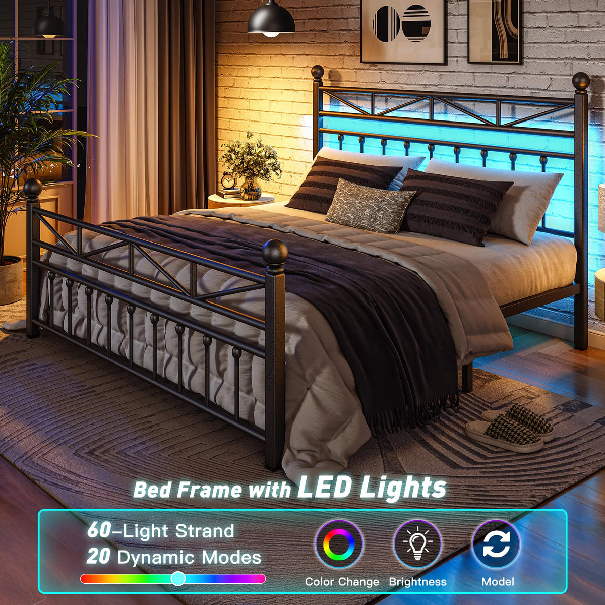 Black Queen Size Metal Bed Frame U370252