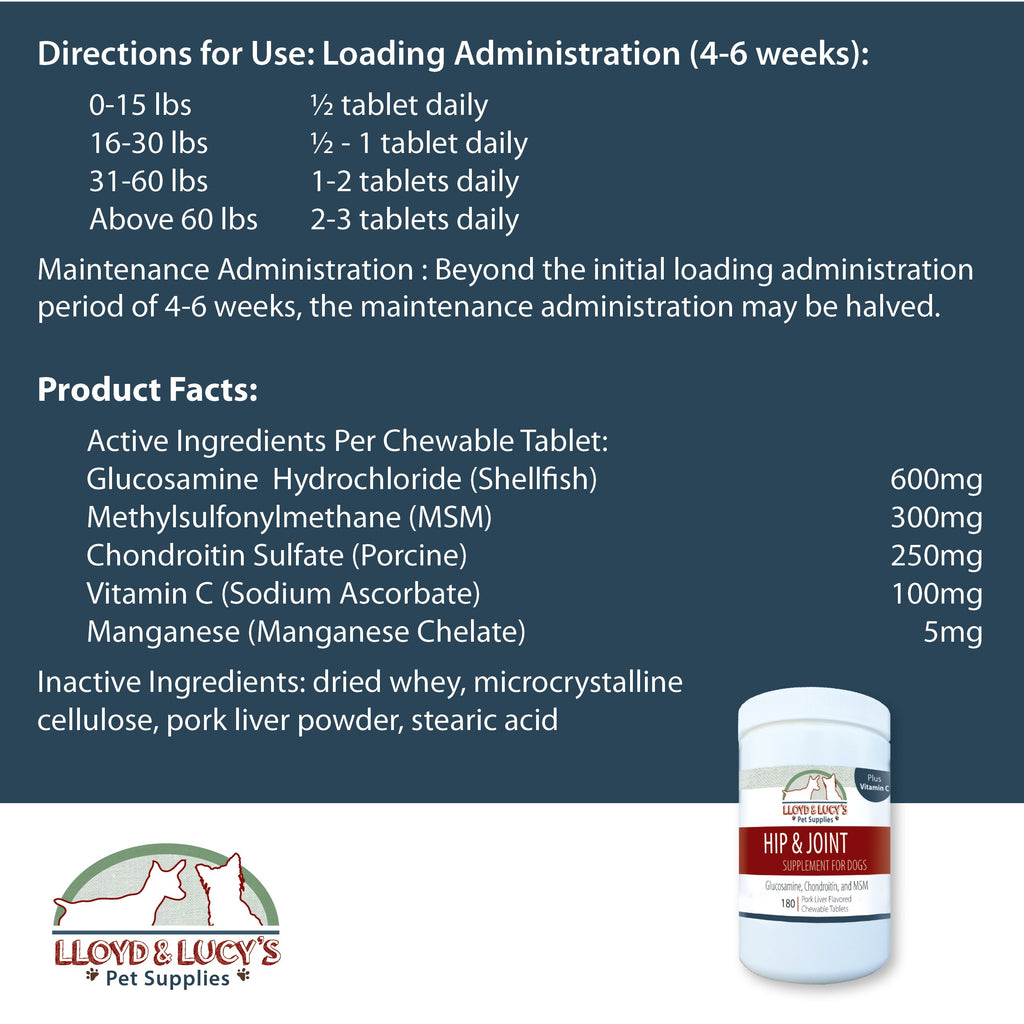 Chewable Hip and Joint Supplement for Dogs 180 Ct Tablets S50657