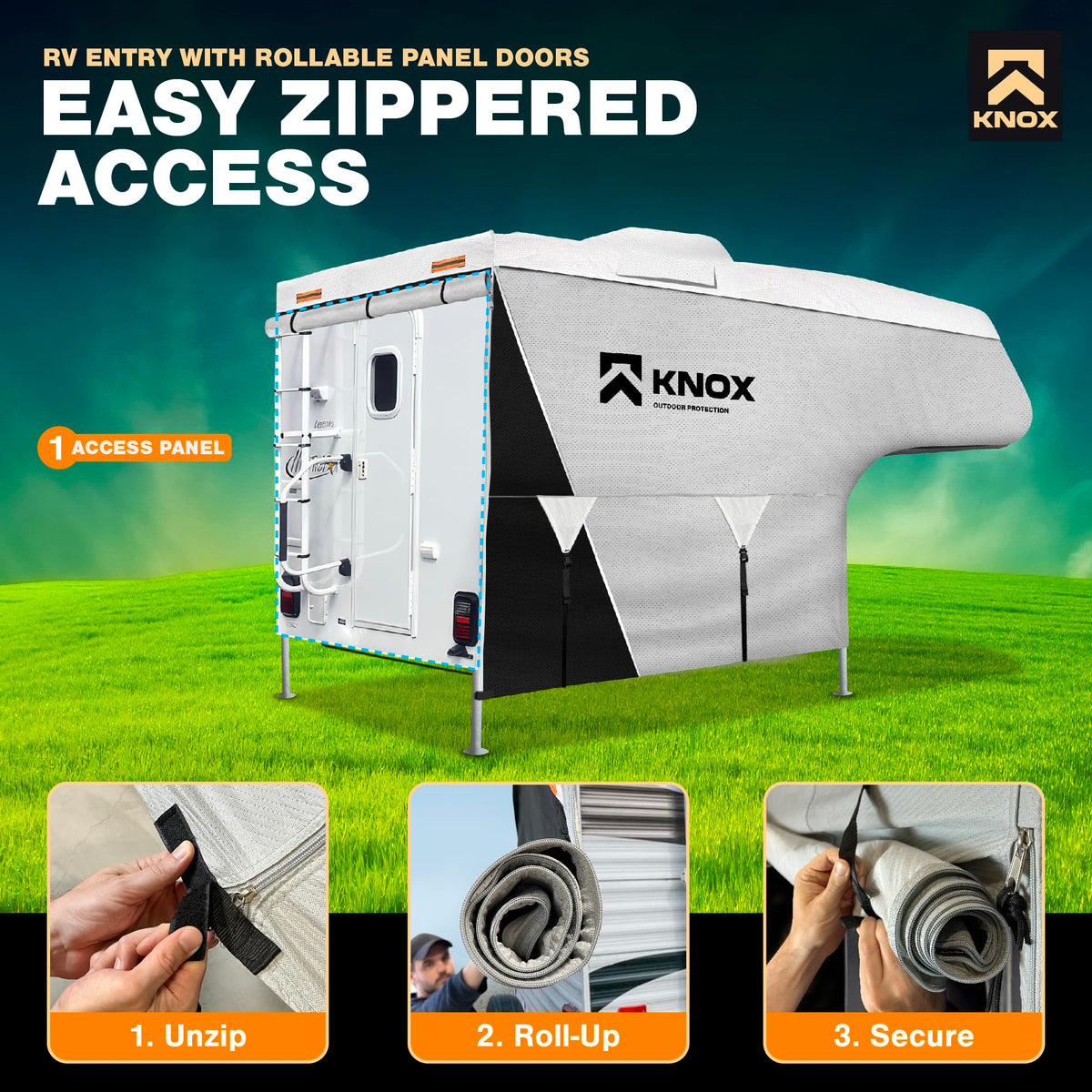 RV Truck Camper Cover with Ladder Cover and Gutter Cover H68226