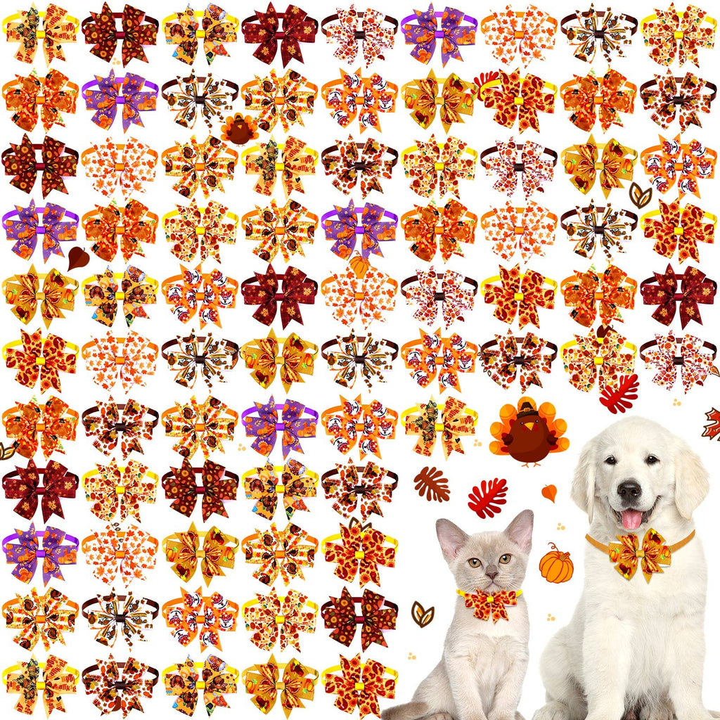 80 Pcs Fall Bow Ties for Dogs&Cats T8374