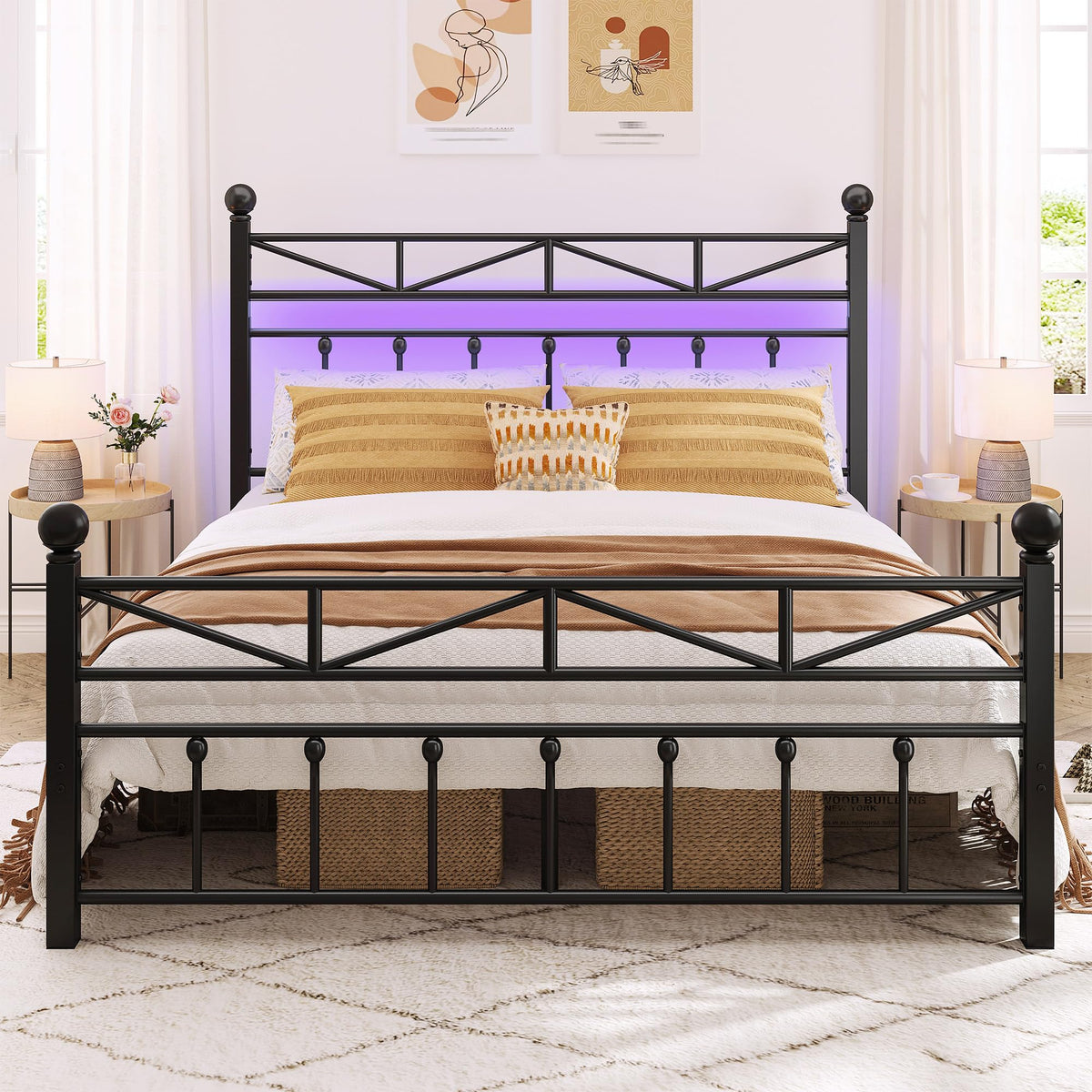 Black Queen Size Metal Bed Frame U370252